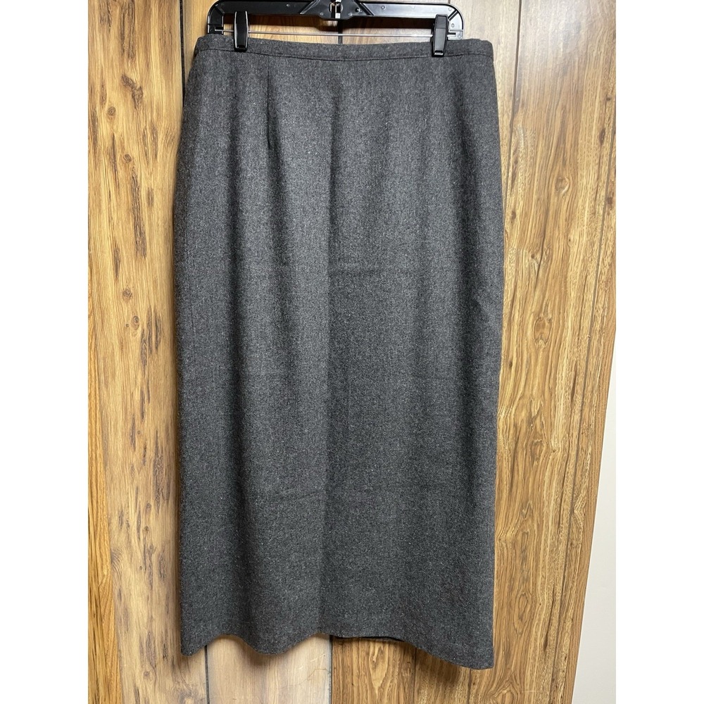Vintage‎ Norton Mcnaughton Wool Skirt 16 Gray Pencil Long Pockets Lined